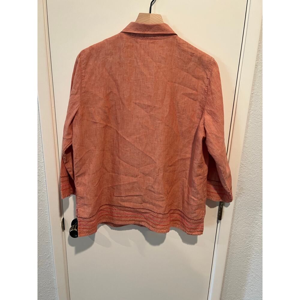 Sigrid Olsen 100% linen women’s button down shirt and pants set L top Xl bottoms - Picture 5 of 12